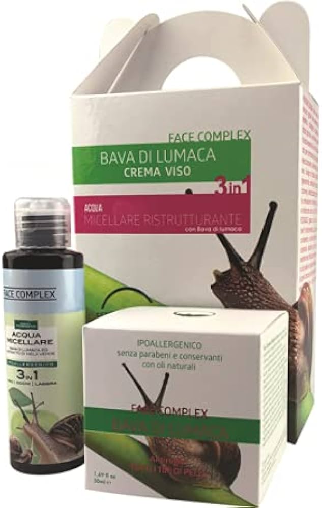 Face Complex Kit Crema Viso Bava di Lumaca e Acqua Micellare Ristrutturante 50ml/150ml